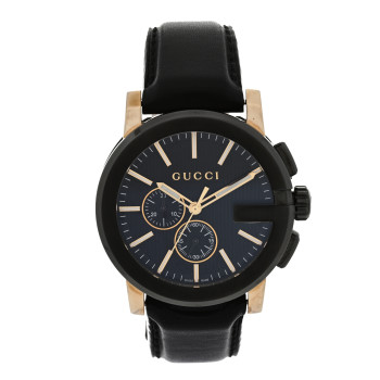 GUCCI PVD Stainless Steel Calfskin 44mm G-Chrono Quartz Watch Black