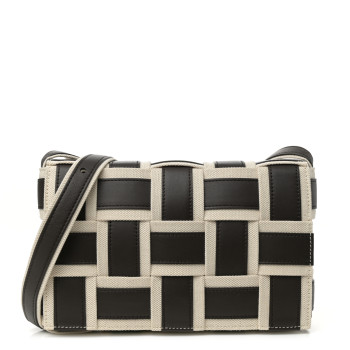 BOTTEGA VENETA Canvas Nappa Maxi Intrecciato Cassette Crossbody Bag Natural Fondant