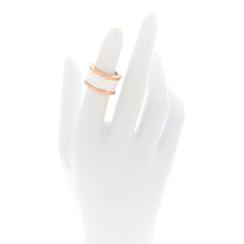 BULGARI 18K Rose Gold White Ceramic B.Zero1 Four-Band Ring 49 4.75