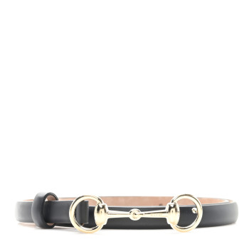 GUCCI Calfskin Horsebit Skinny Belt 85 34 Black