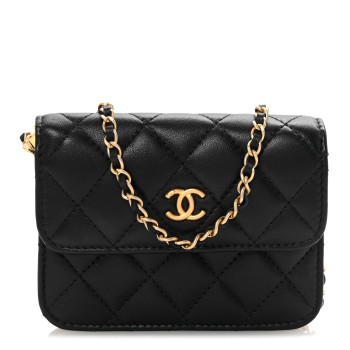 CHANEL Lambskin Quilted Pearl Crush Flap With Chain Black