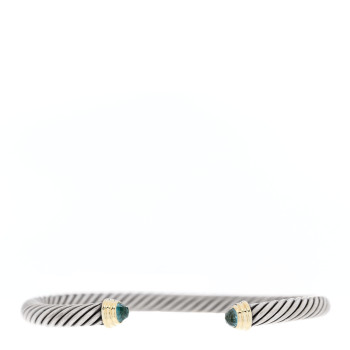 DAVID YURMAN Sterling Silver 14K Yellow Gold Blue Topaz 5mm Cable Classics Petite Color Bracelet