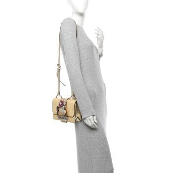 MIU MIU Raffia Madras Crystal Embellished Lady Shoulder Bag Naturale Pirite