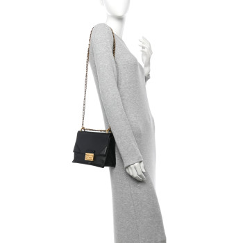 FENDI Agnello Old Shine Small Kan U Shoulder Bag Black