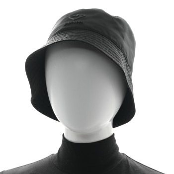 PRADA Re-Nylon Rubber Logo Bucket Hat S Black