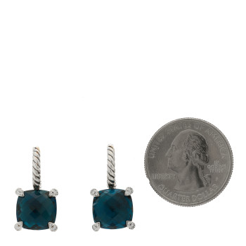 DAVID YURMAN Sterling Silver Hampton  Blue Topaz Diamond Chatelaine Drop Earrings