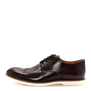 LOUIS VUITTON Glazed Calfskin Mens Brogue Derby Lace Up Shoes 10 Burgundy