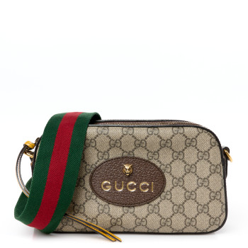 GUCCI GG Supreme Monogram Web Neo Vintage Shoulder Bag Beige New Acero Crop