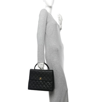 CHANEL Caviar Quilted Jumbo Kelly Flap Black