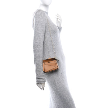 LOEWE Calfskin Nano Puzzle Bag  Warm Desert