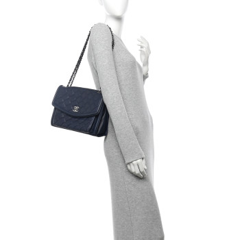 CHANEL Lambskin Quilted Large Geometric Flap Navy