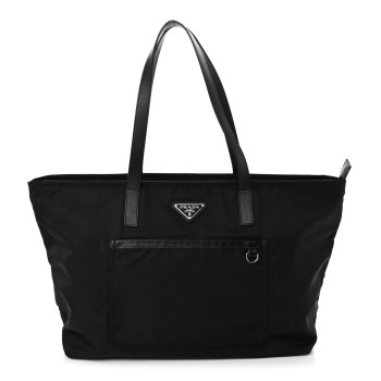 PRADA Tessuto Nylon Saffiano Vela Tote Black