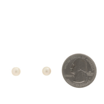 MIKIMOTO 18K White Gold Akoya Cultured Pearl 6-6.5mm Stud Earrings
