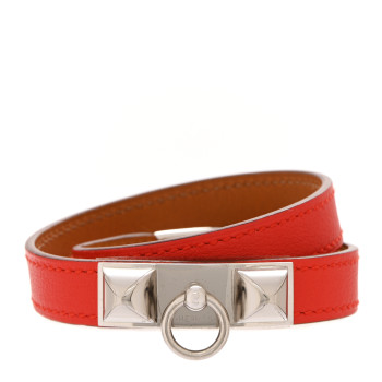 HERMES Swift Rivale Double Tour Bracelet S Rouge Casaque
