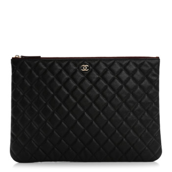 CHANEL Caviar Quilted Large Cosmetic Case Black