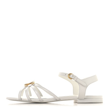 CHANEL Lambskin Crystal CC Sandals 37 White