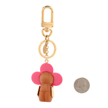 LOUIS VUITTON Wood Monogram Vivienne Puppet Bag Charm Key Holder Pink