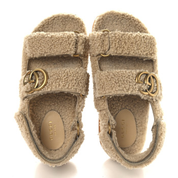 GUCCI Merino Wool Interlocking G Dad Sandals 37.5 Butterscotch
