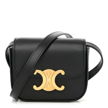 CELINE Shiny Calfskin Mini Triomphe Black