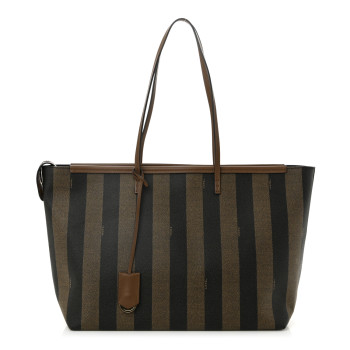 FENDI Pequin Spalmati Medium Roll Tote Tobacco Foresta