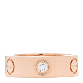 CARTIER 18K Pink Gold 3 Diamond 5.5mm LOVE Ring 48 4.5