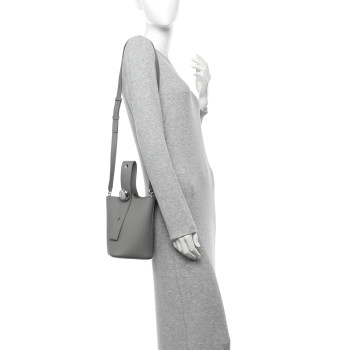 LOEWE Soft Grained Calfskin Mini Pebble Bucket Bag Pearl Grey
