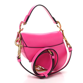 CHRISTIAN DIOR Supple Calfskin Mini Saddle Bag With Strap Passion Pink