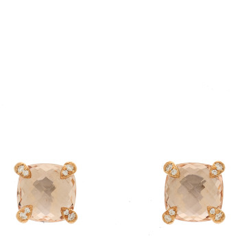 DAVID YURMAN 18K Rose Gold Diamond Morganite 8mm Chatelaine Earrings