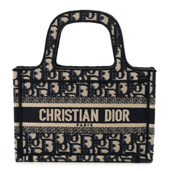 CHRISTIAN DIOR Oblique Mini Book Tote Blue Multicolor