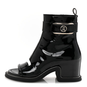 LOUIS VUITTON Patent Calfskin Moonlight Boots 37 Black