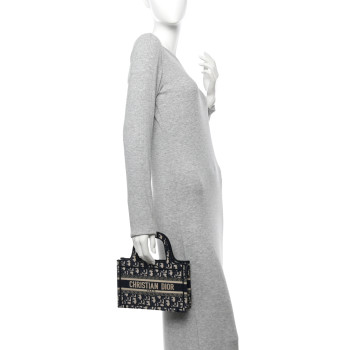 CHRISTIAN DIOR Oblique Mini Book Tote Blue Multicolor