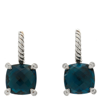 DAVID YURMAN Sterling Silver Hampton  Blue Topaz Diamond Chatelaine Drop Earrings