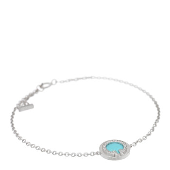 TIFFANY 18K White Gold Diamond Turquoise T Circle Bracelet