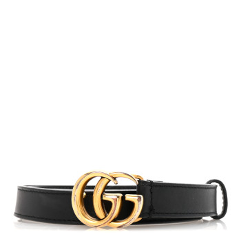 GUCCI Calfskin Double G 20mm Belt 80 32 Black