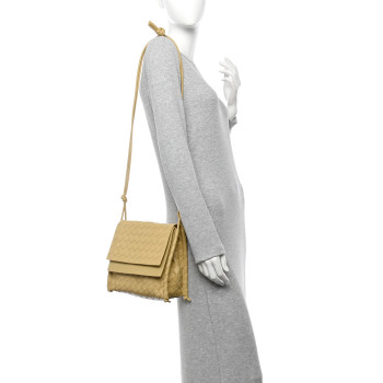 BOTTEGA VENETA Nappa Intrecciato Small Knot Flap Crossbody Tapioca