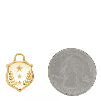 FOUNDRAE 18K Yellow Gold Rock Crystal Small Per Aspera Ad Astra Sealed Gemstone Crest Pendant