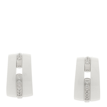 CHANEL 18K White Gold Diamond Ceramic Ultra Hoop Earrings White