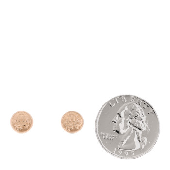 HERMES 18K Rose Gold TPM Ex-Libris Stud Earrings