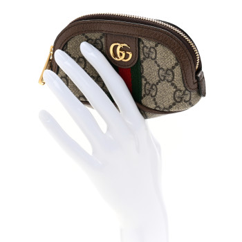 GUCCI GG Supreme Monogram Web Ophidia Dome Key Pouch Beige New Acero