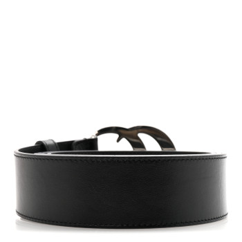 GUCCI Plutone Calfskin Palladium Double G 40mm Belt 110 44 Black