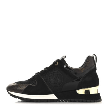 LOUIS VUITTON Suede Monogram Run Away Sneakers 39 Black