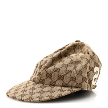 GUCCI Monogram Patch Logo Soft Baseball Hat S Beige Cocoa