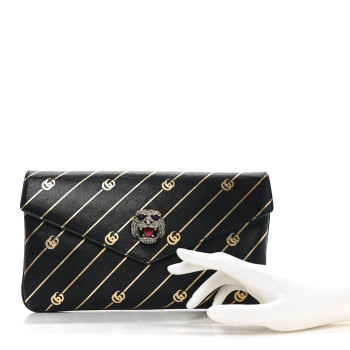 GUCCI Calfskin Broadway GG Archive-P Envelope Clutch Black