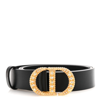 CHRISTIAN DIOR Calfskin Crystal 30 Montaigne Belt 85 34 Black