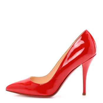 CHRISTIAN LOUBOUTIN Patent Batignolles 100 Pumps 36 Rouge Lipstick