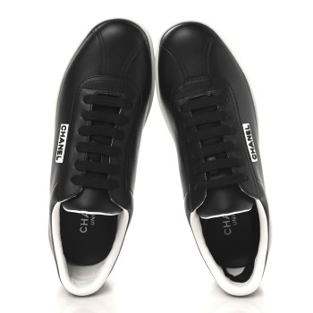 CHANEL Calfskin CC Womens Sneakers 36.5 Black