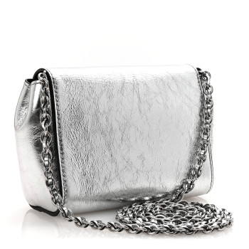 MULBERRY Metallic Crinkled Calfskin Mini Lily Silver