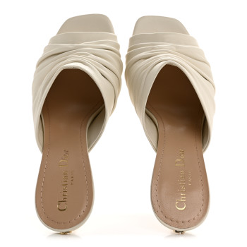 CHRISTIAN DIOR Lambskin D-Fame Mule Sandals 38 Off White