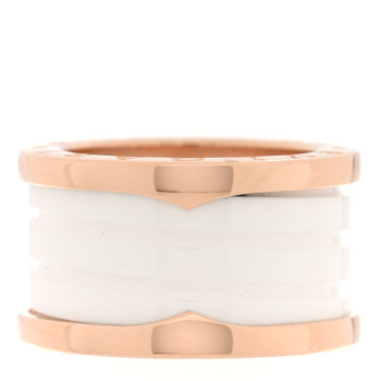 BULGARI 18K Rose Gold White Ceramic B.Zero1 Four-Band Ring 49 4.75