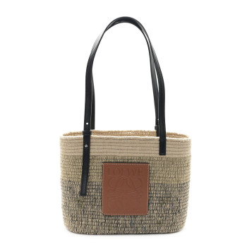 LOEWE Raffia Square Small Basket Tote Bag Ombre Black